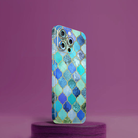 Moroccan Tiles Blue Mobile Skin
