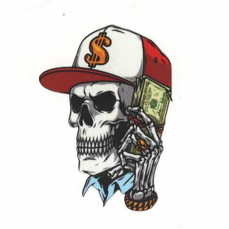 Skull Holding Money Sticker Skull Holding Money Sticker