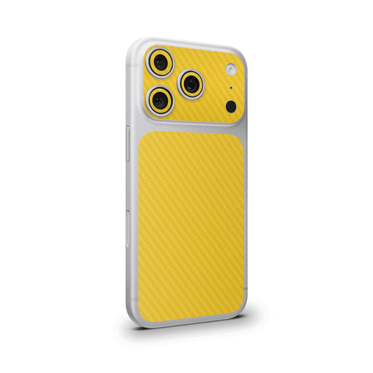 Yellow Carbon Fiber Camera & Pocket Skin for iPhone 17 Pro / 17 Pro Max