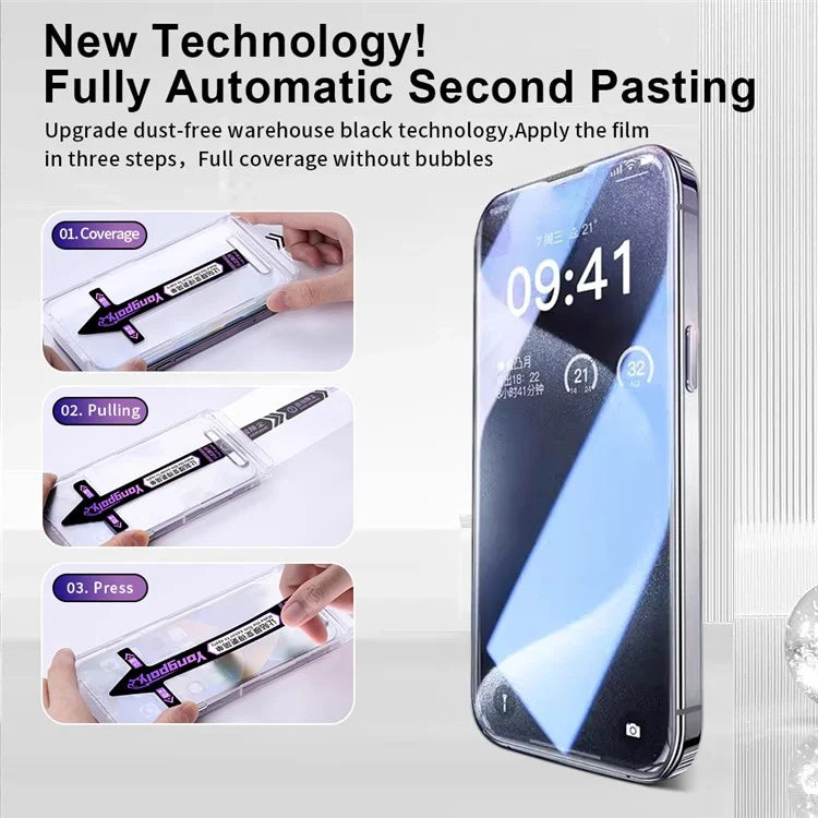 YONGPOLY Privacy Screen Protector Auto-Dust Removal Full Coverage Tempered Glass