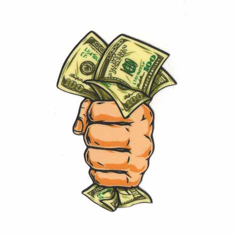 Hand Holding Money Sticker