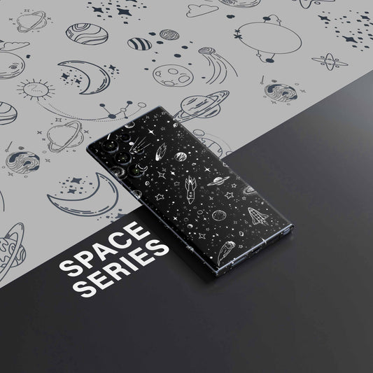Space White Abstract Mobile Skin