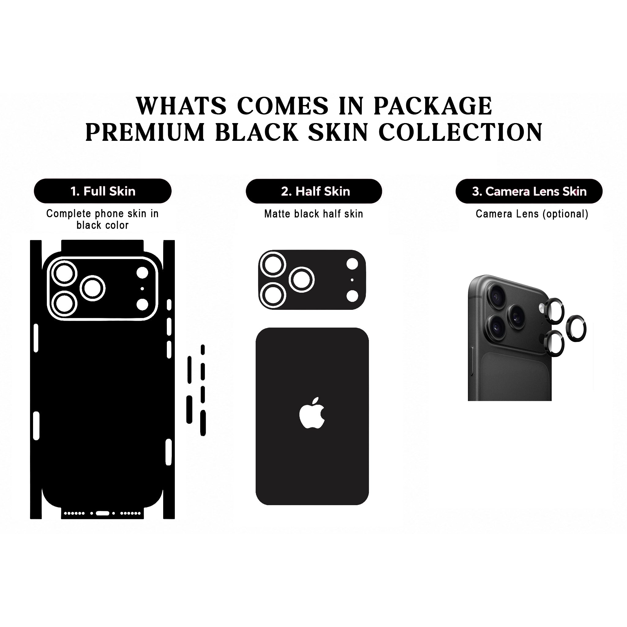 Black Skin for iPhone 17 Pro / 17 Pro Max