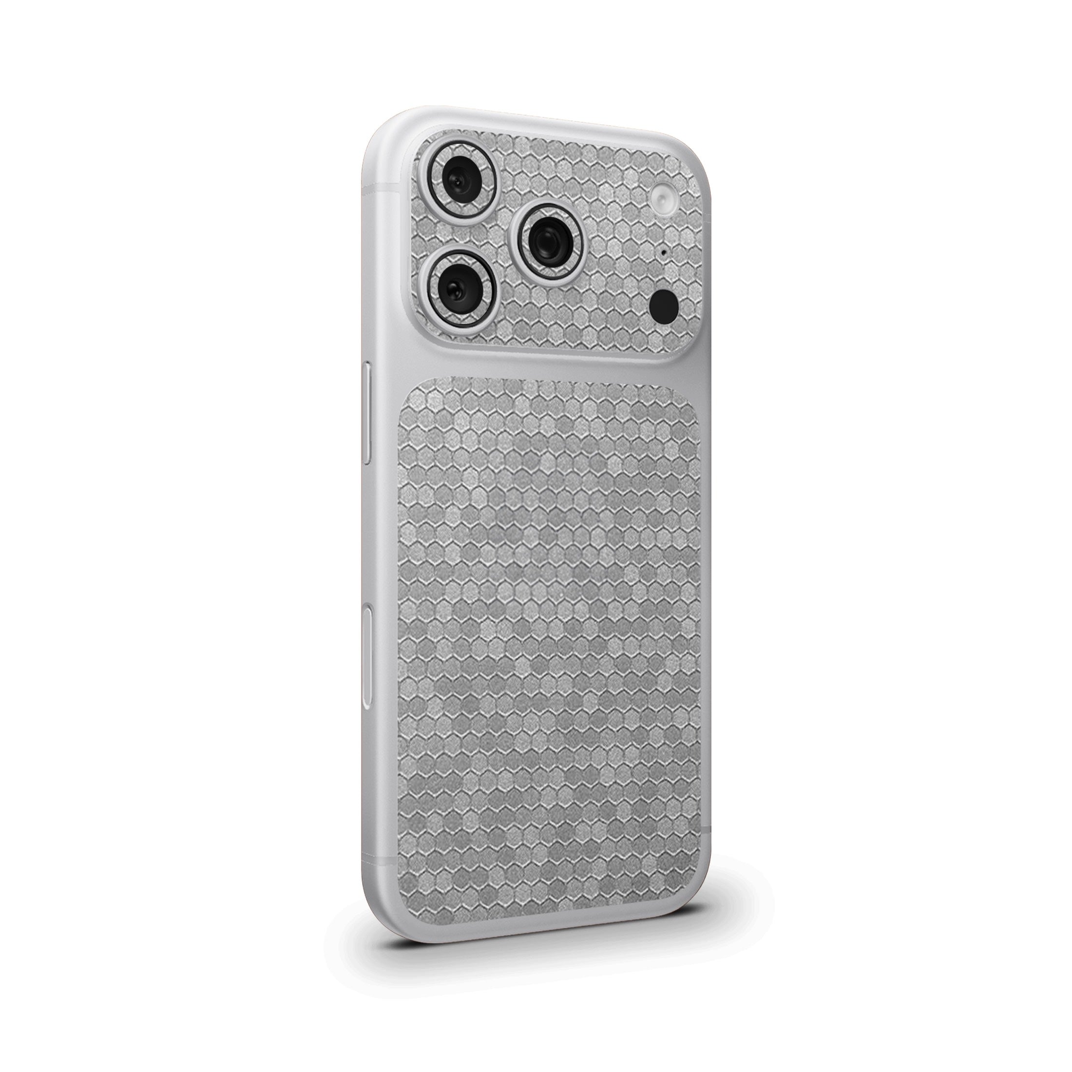 Silver Honeycomb Camera & Pocket Skin for iPhone 17 Pro / 17 Pro Max