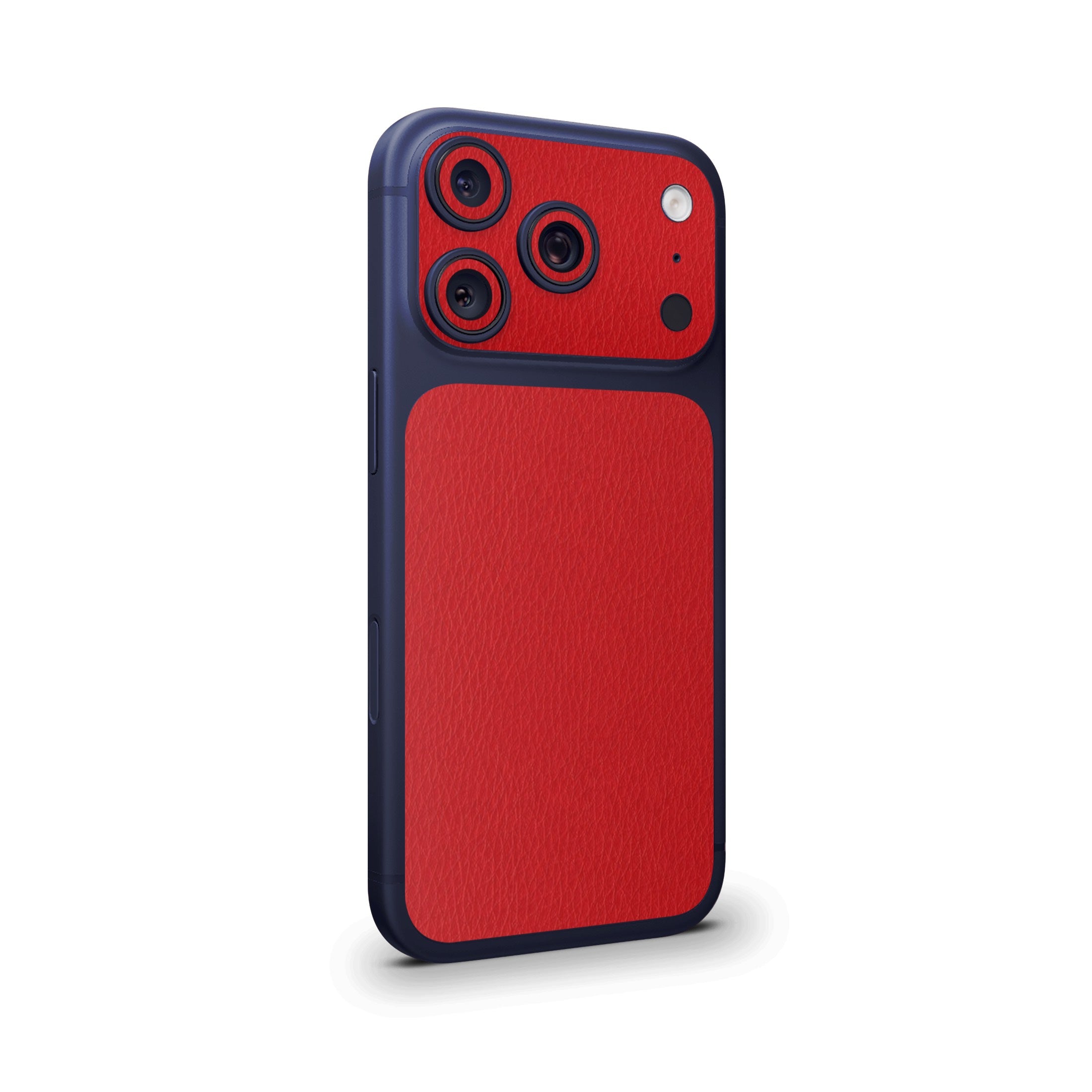 Red Leather Camera & Pocket Skin for iPhone 17 Pro / 17 Pro Max