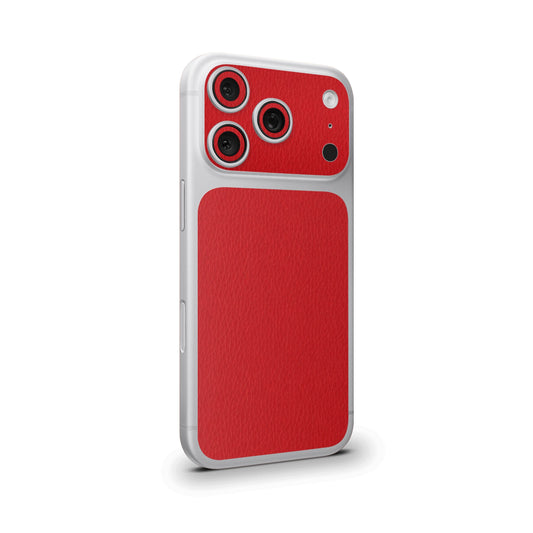 Red Leather Camera & Pocket Skin for iPhone 17 Pro / 17 Pro Max